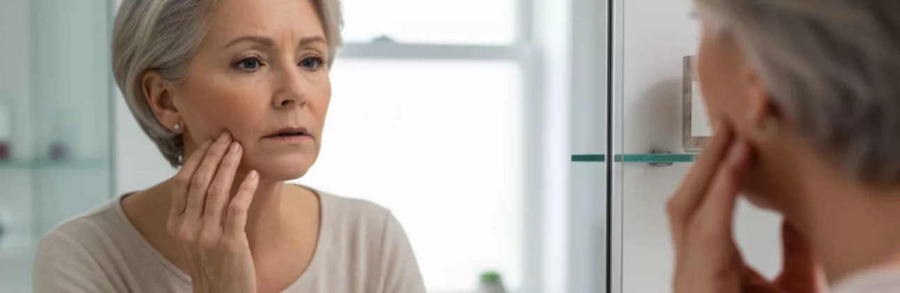 Patient with jaw discomfort after dental implant surgery