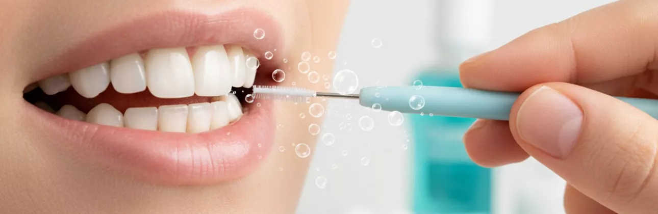 Dental professional demonstrating implant crown cleaning technique at CityDent Istanbul