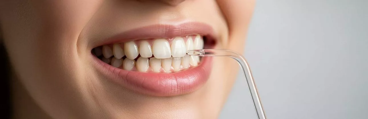 Water flosser technique demonstrated for dental implant care